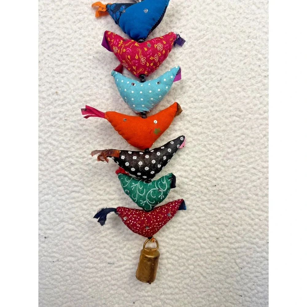 Indian Floral Cotton Stuffed Birds Chicken Beads Bell‎ Prosperity Hens Barn
